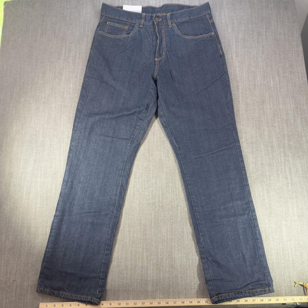 Adventuridge Jeans Mens 34x34 Blue Medium Wash Flannel Lined Straight Leg Denim